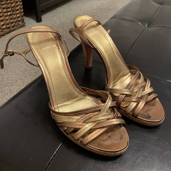 Coach “Stephany” Gold Strappy Heels Size 10 - Picture 2 of 5